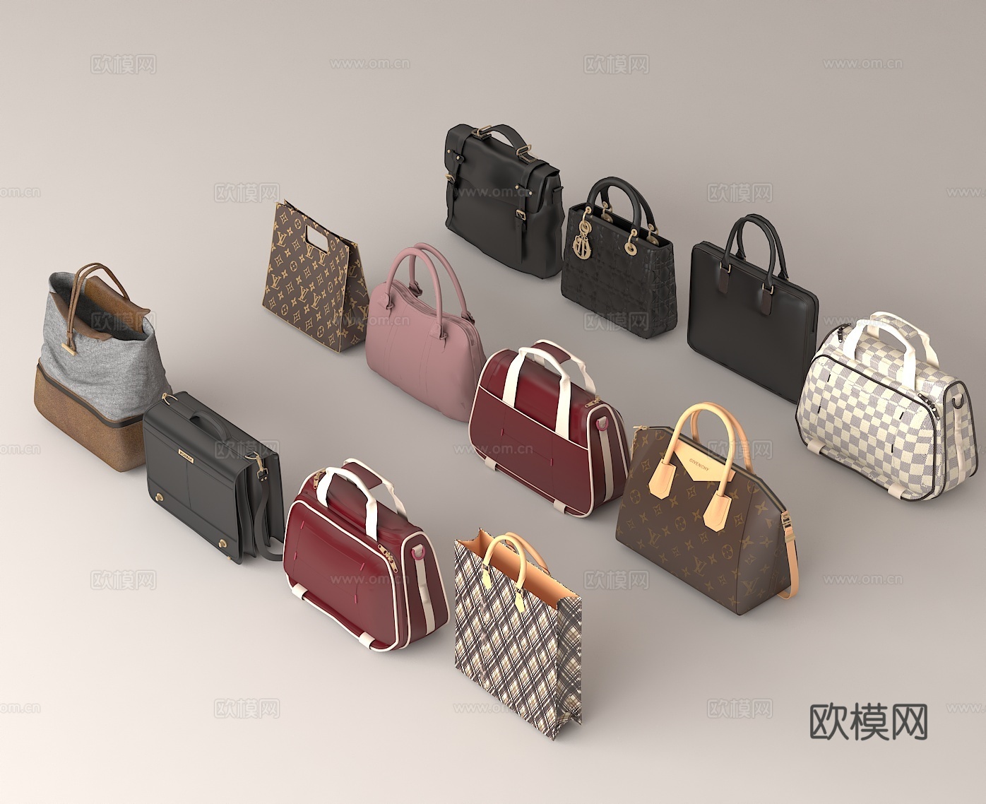 手提包 奢侈品包 时尚配饰 品牌包 女包 男士公文包su模型