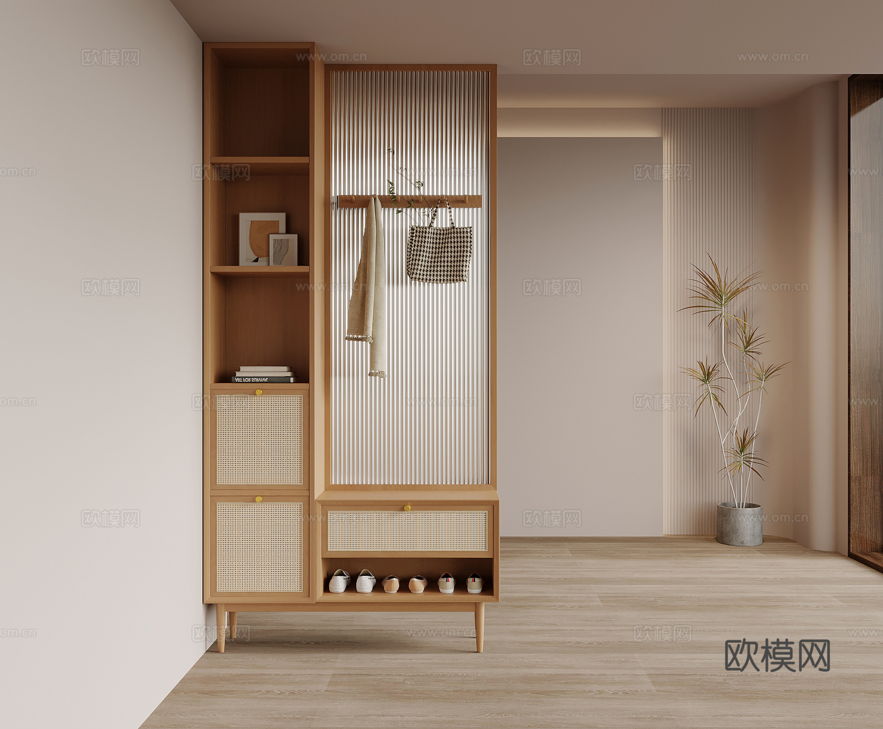 侘寂风鞋柜 入户鞋柜su模型