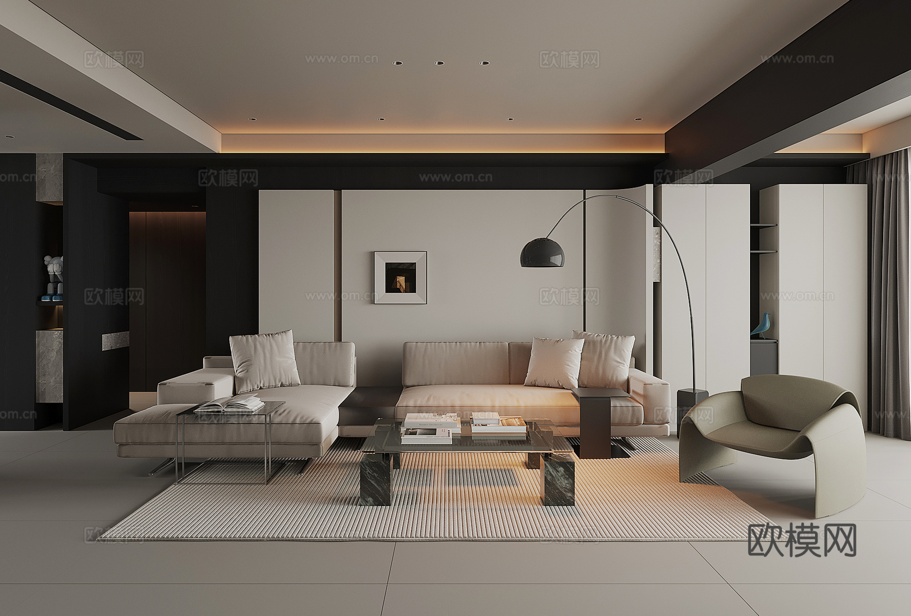 现代家居客厅su模型