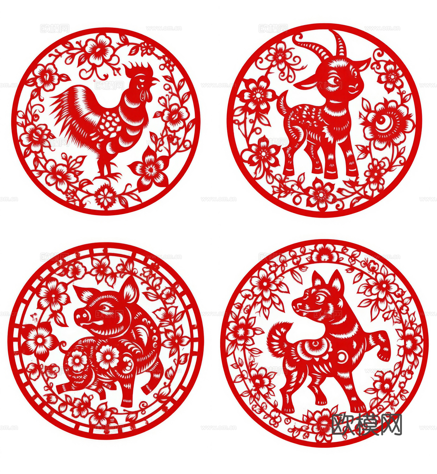 民俗十二生肖剪纸窗花装饰画