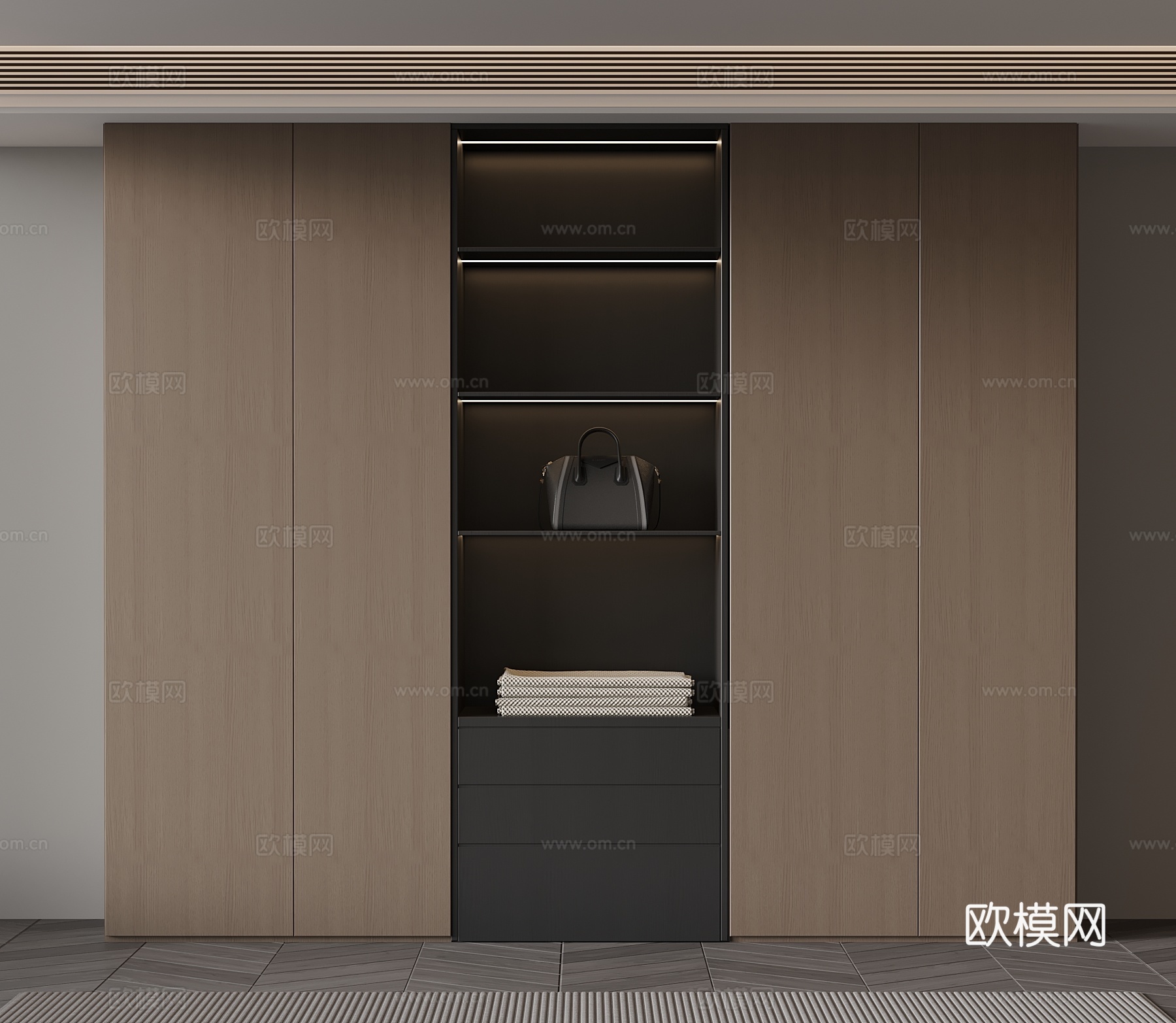 现代意式衣柜su模型