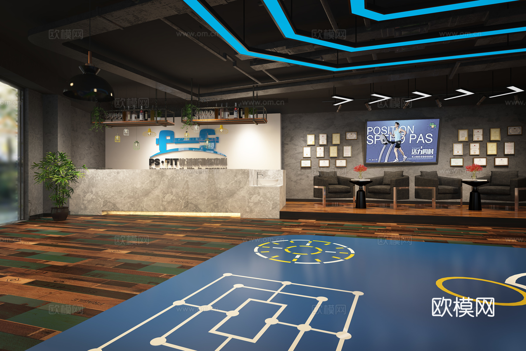 工业风健身房3d模型下载（渲染图4）