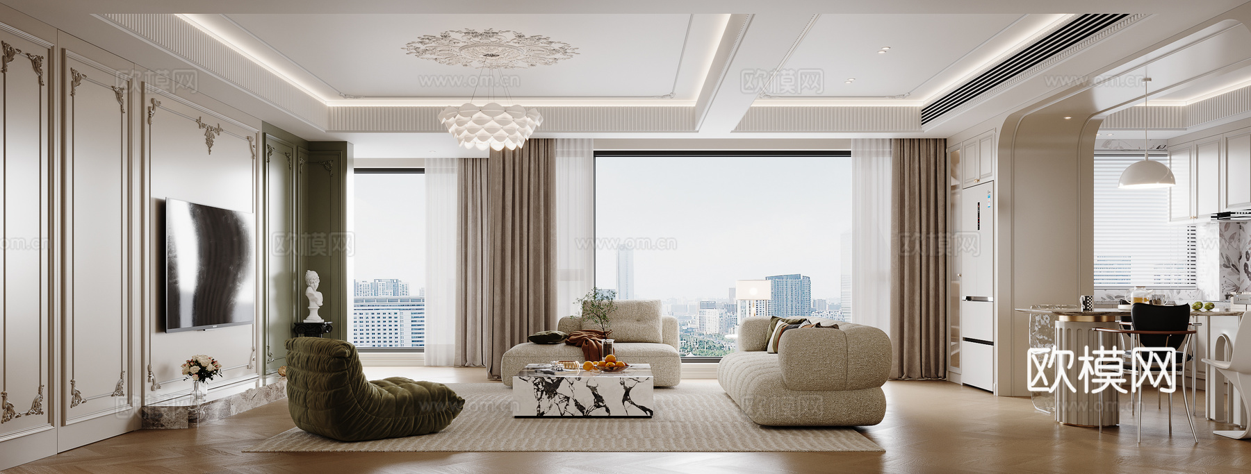 法式客餐厅su模型