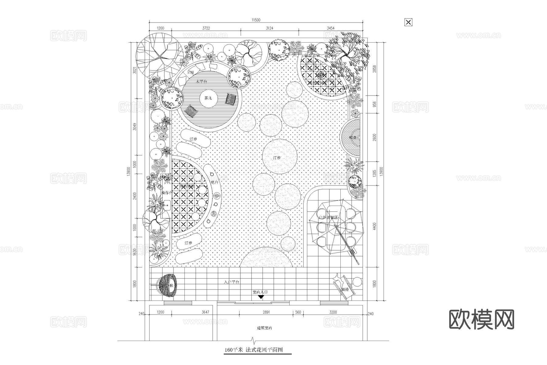 法式庭院 花园 民宿庭院 别墅庭院 露台 地中海庭院cad施工图