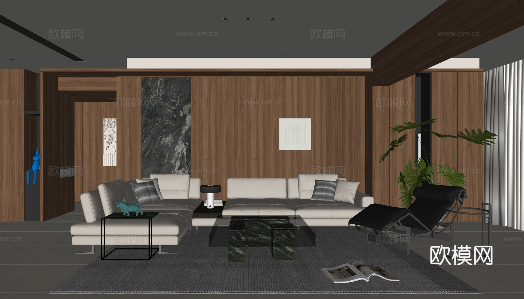 现代家居客厅su模型