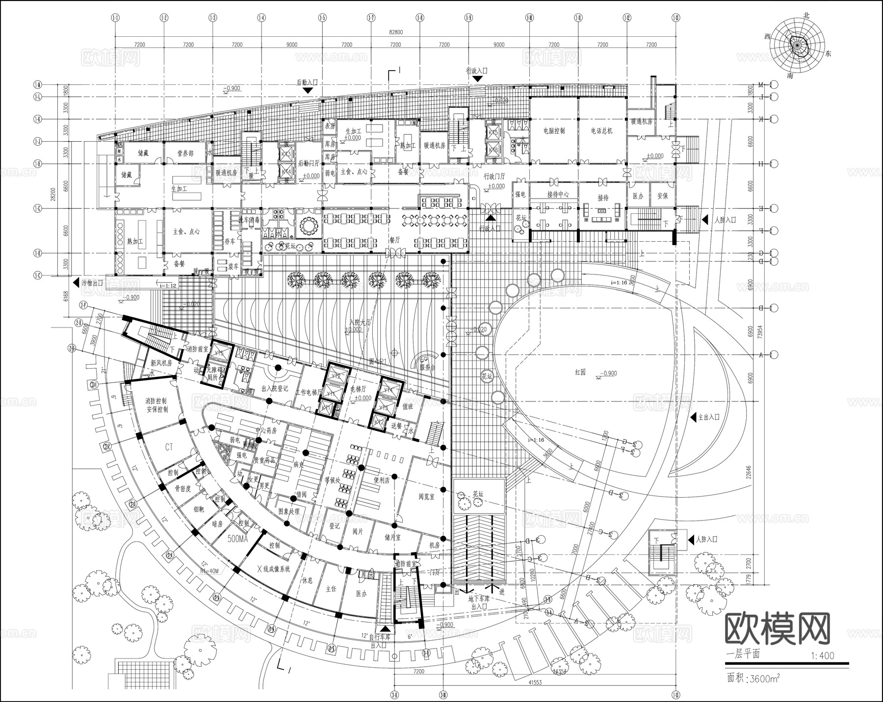 6套月子中心施工图cad施工图