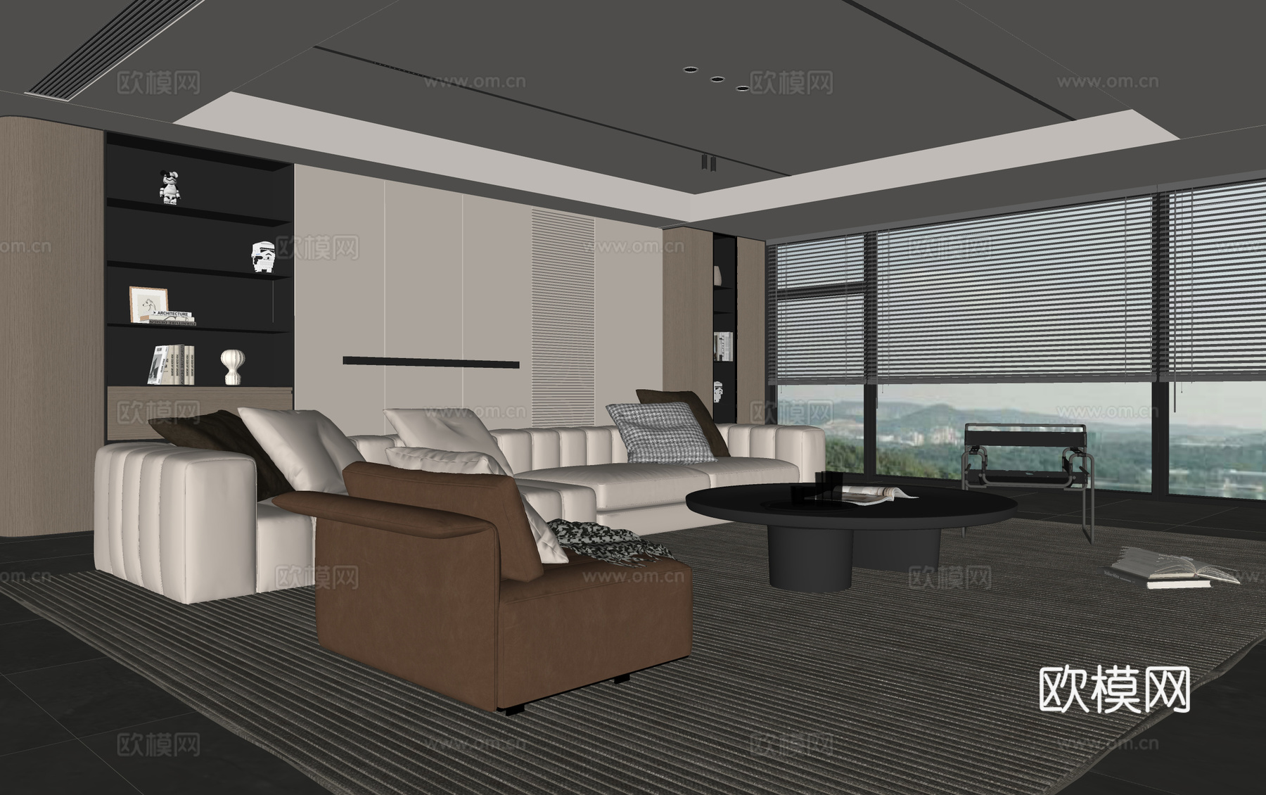 意式客厅 现代客厅 沙发背景墙 装饰柜 客厅背景 组合沙发su模型
