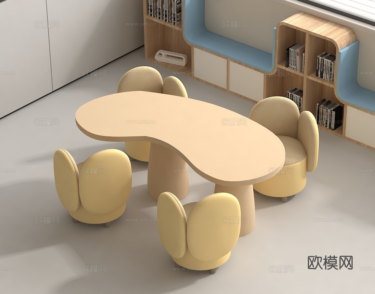 儿童桌椅 创意造型桌椅 童趣家具 阅读区桌椅 亲子互动桌su模型