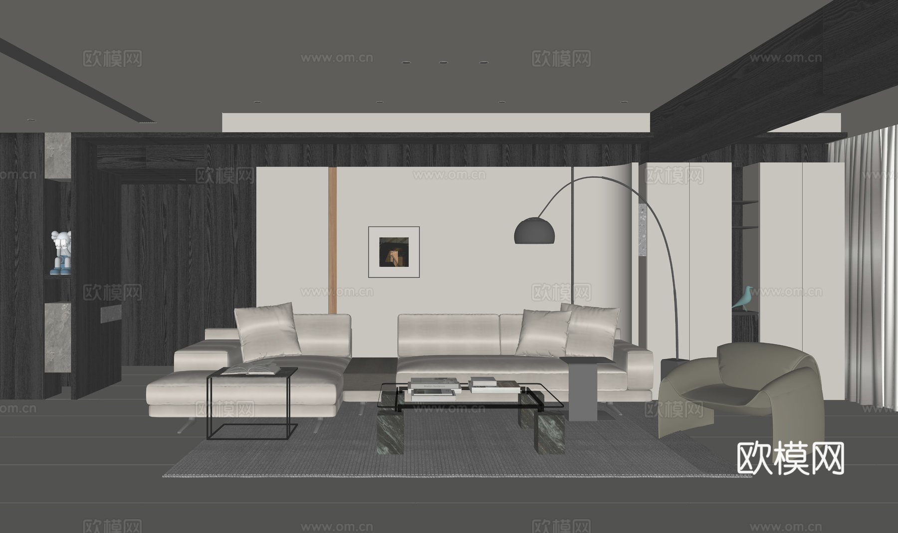 现代家居客厅su模型