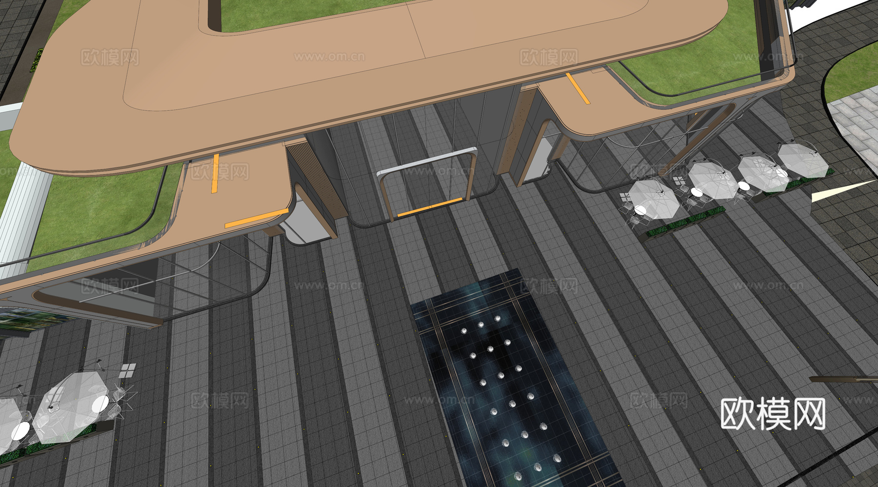 小区住宅大门入口 小区入户门 酒店式门楼 售楼处景观大门 喷su模型