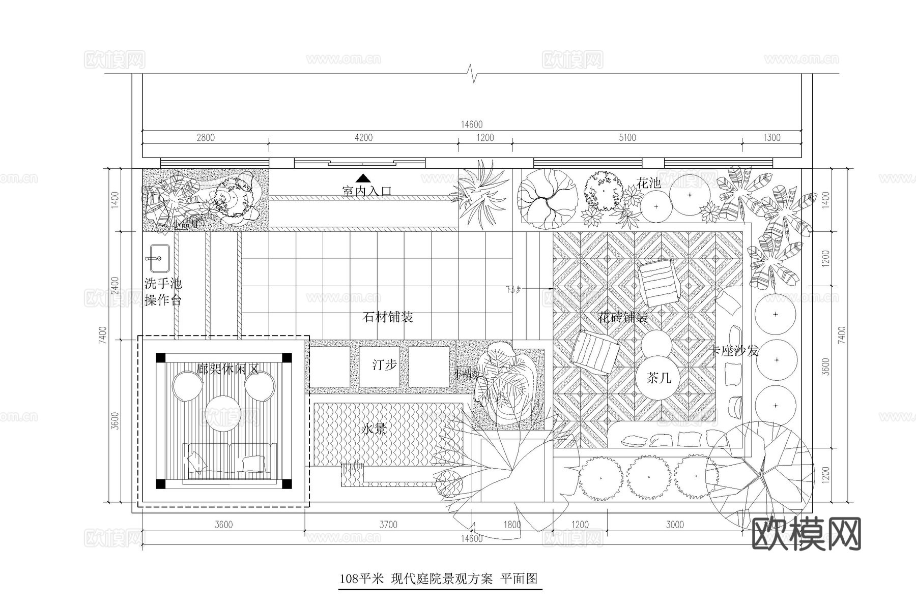 法式庭院 花园 民宿庭院 别墅庭院 露台 地中海庭院cad施工图