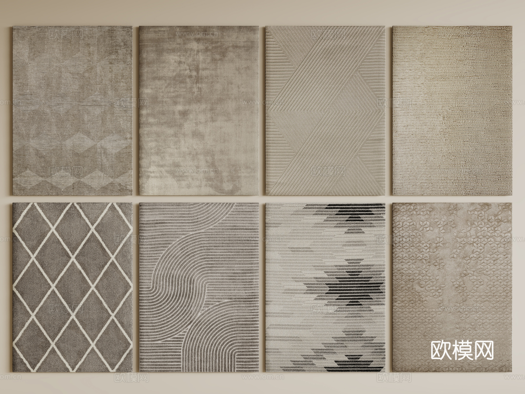 现代简约地毯 方形地毯 布艺地毯 客厅地毯 艺术地毯su模型