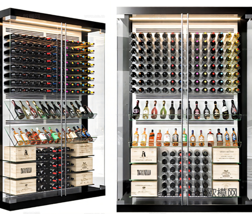 现代玻璃酒柜su模型