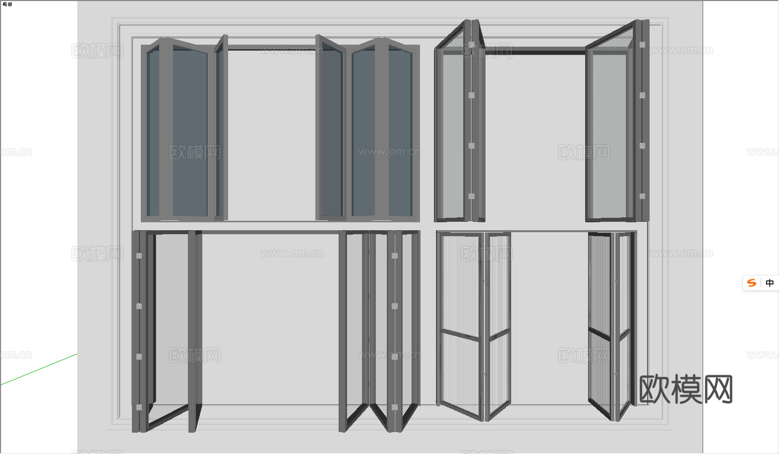 现代折叠门_折叠推拉门su模型
