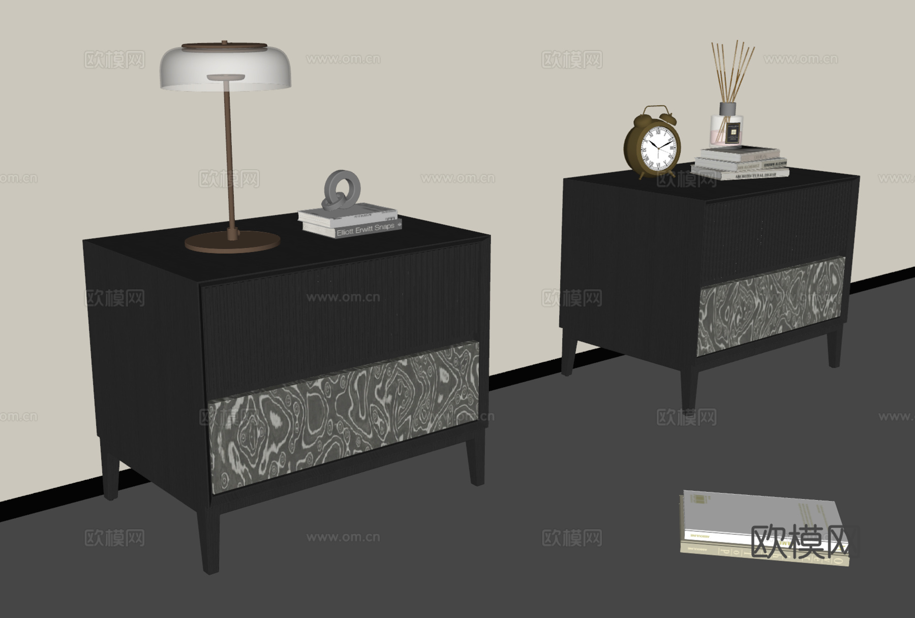 现代意式床头柜su模型