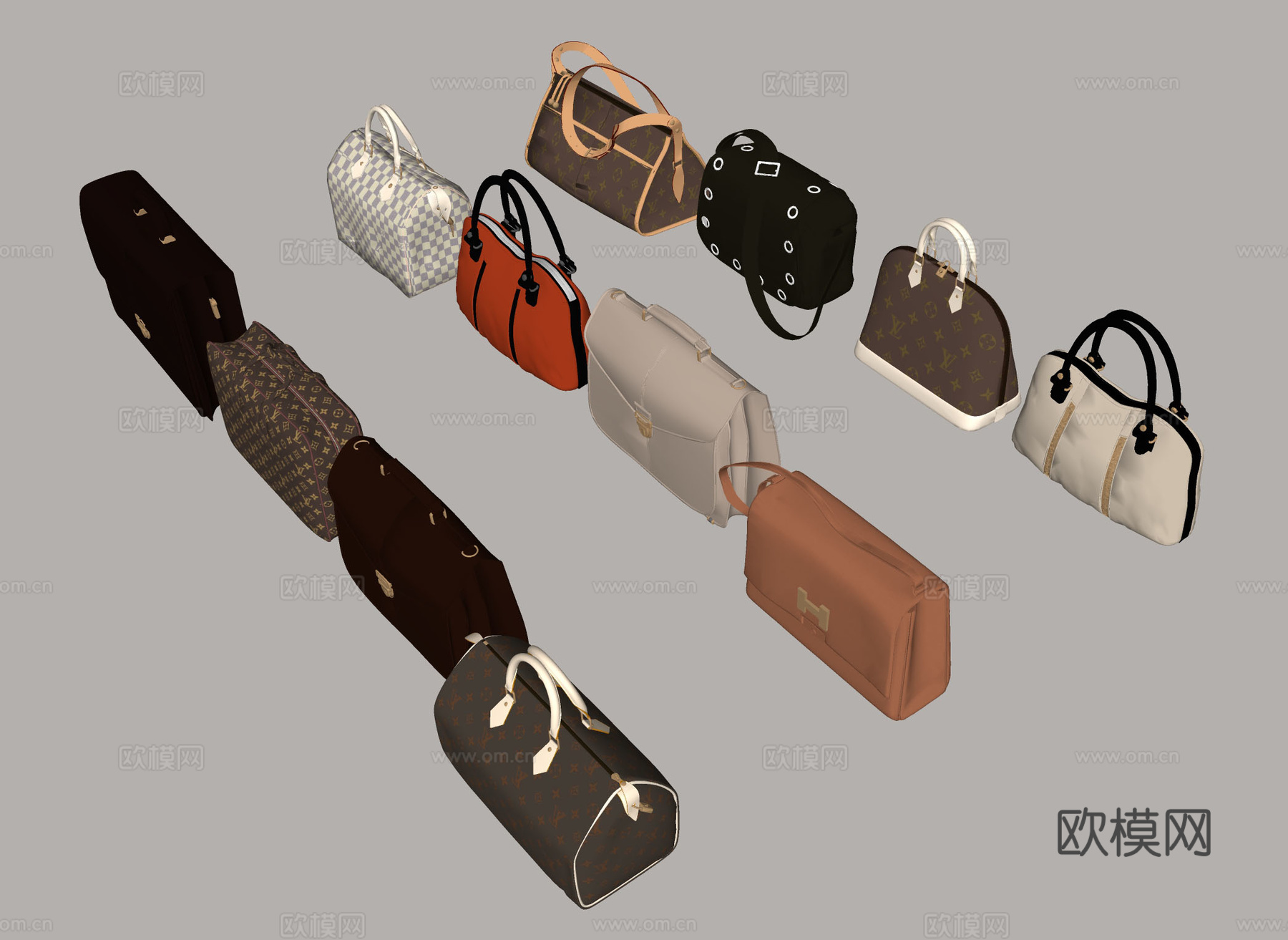 多样款式手提包 奢侈品包 时尚配饰 品牌包 女包 男士公文包su模型