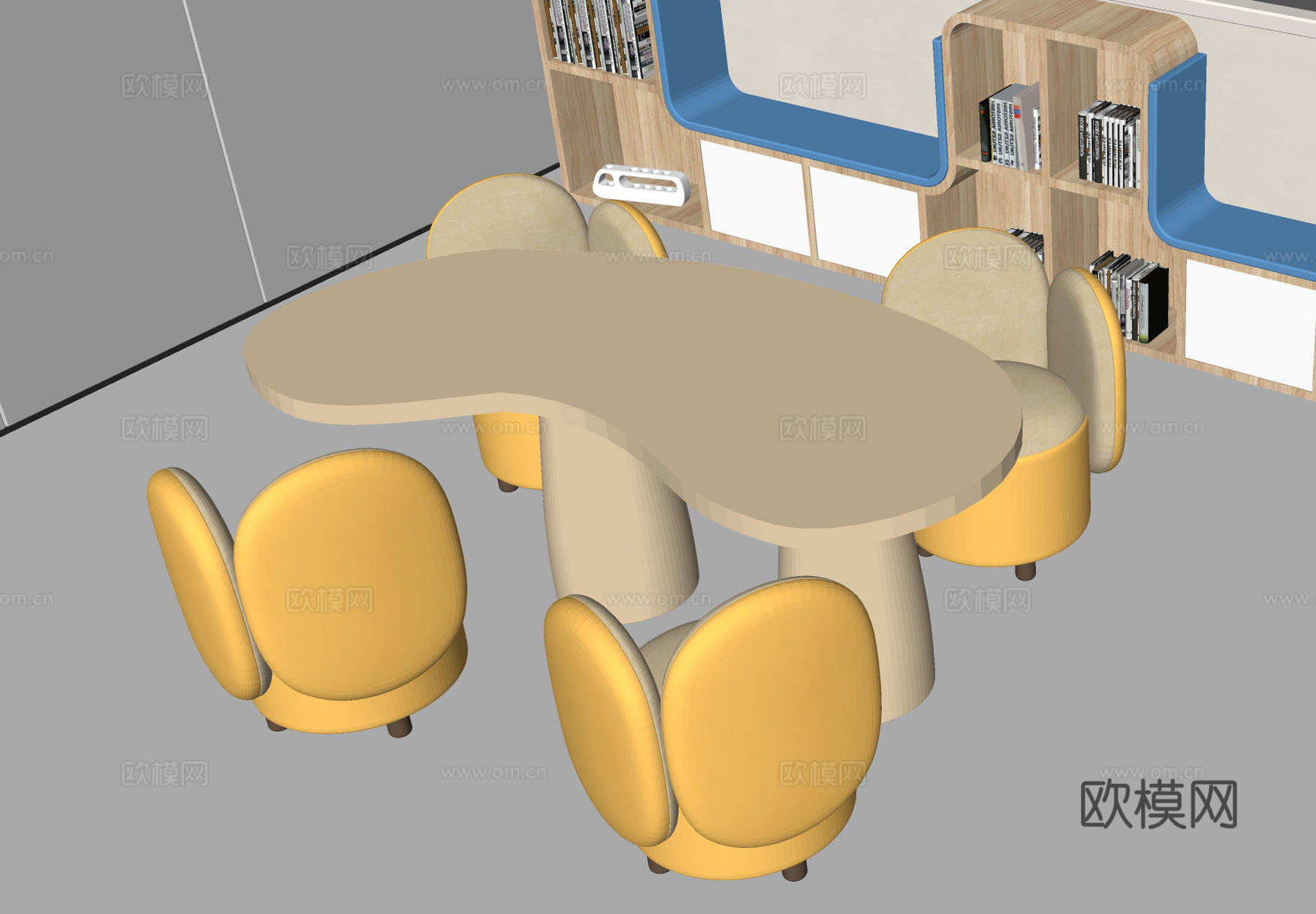 儿童桌椅 创意造型桌椅 童趣家具 阅读区桌椅 亲子互动桌su模型