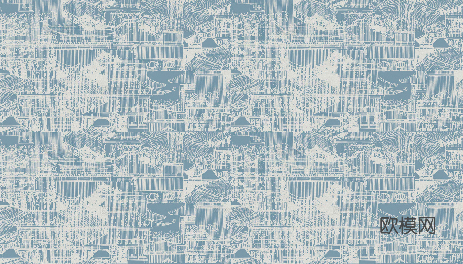 中式新中式抽象建筑壁纸壁画装饰画