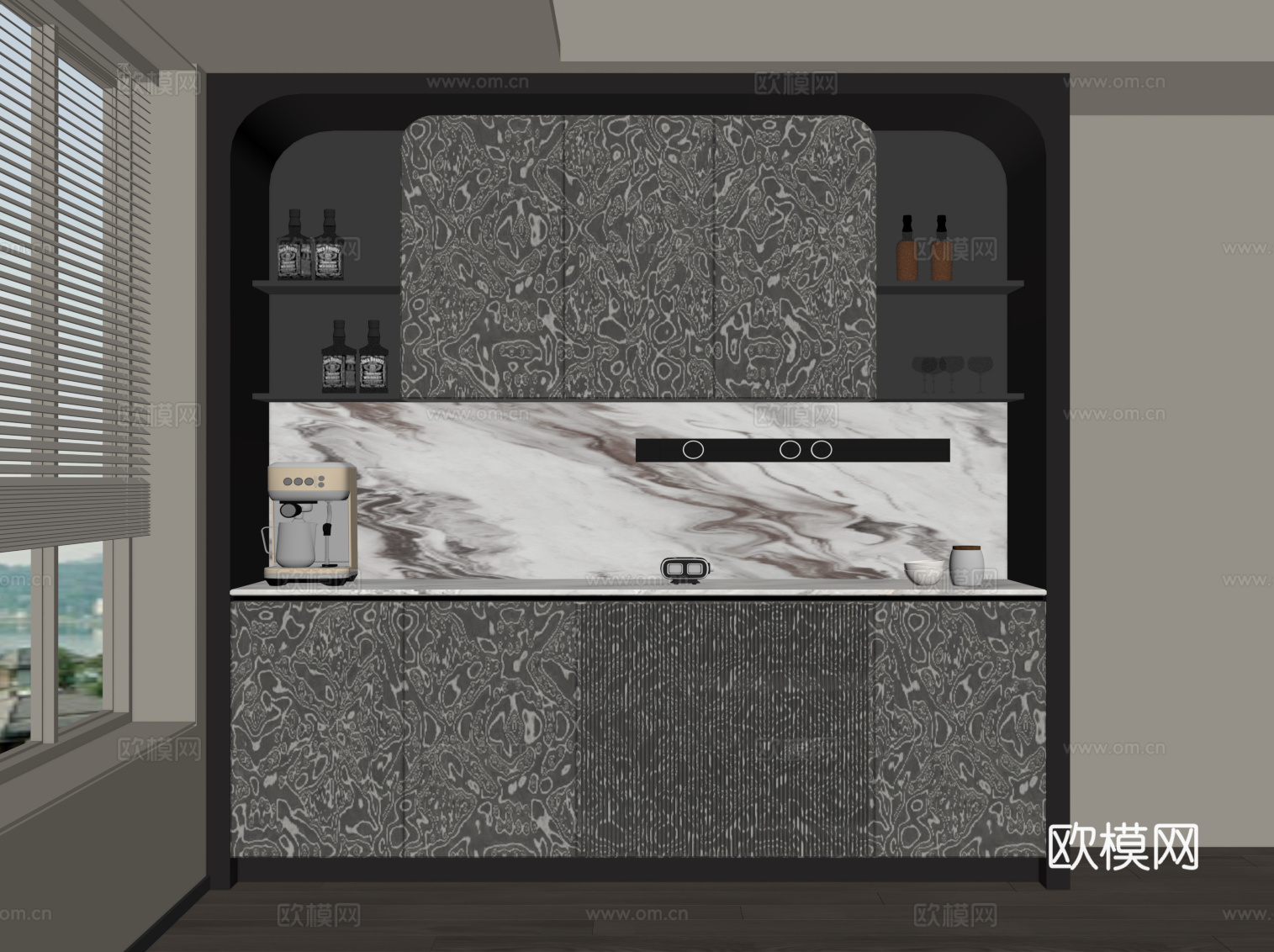 现代意式酒柜su模型