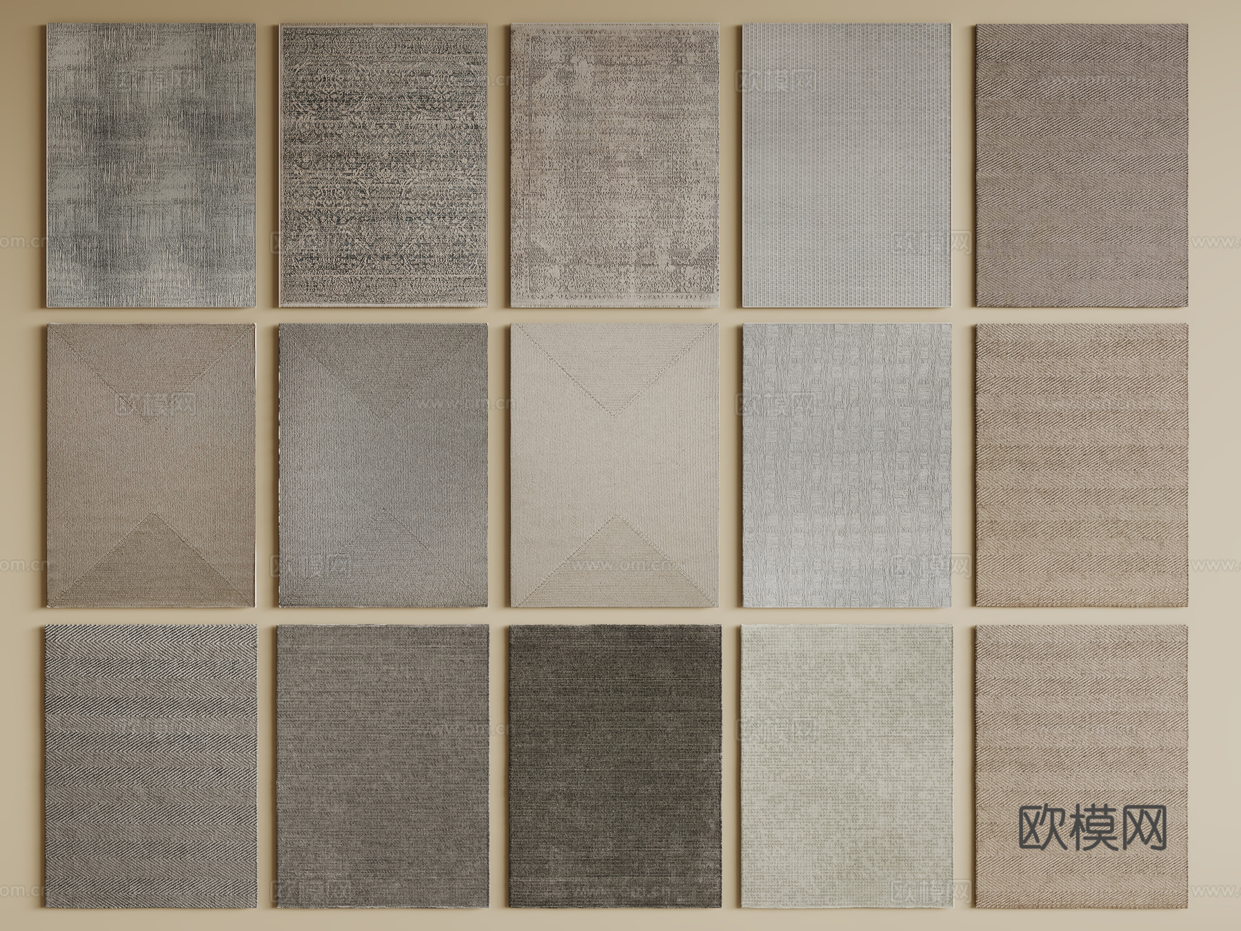 现代简约地毯 方形地毯 布艺地毯 客厅地毯 艺术地毯su模型