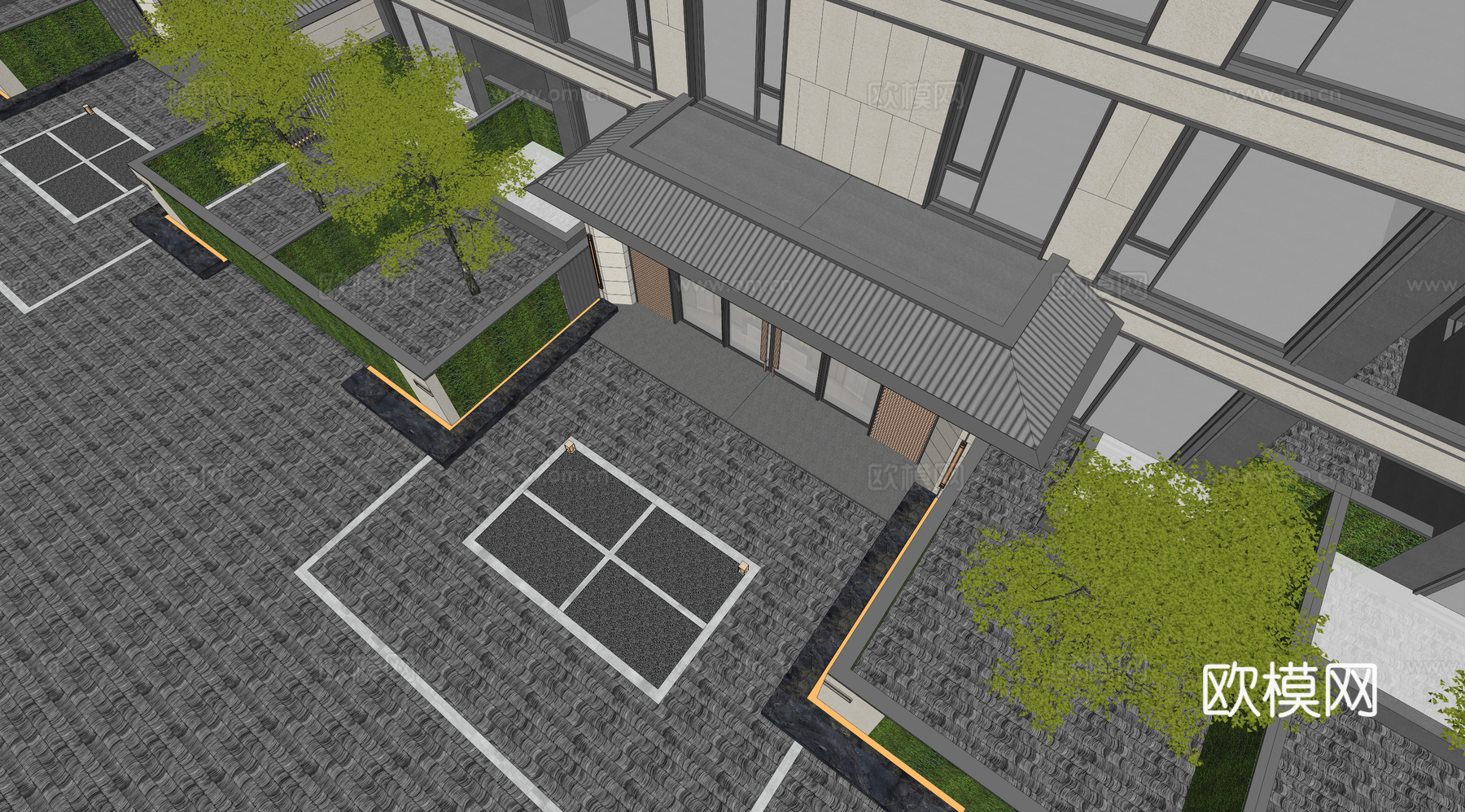 小区单元门入口 住宅楼大门入口 小区入户门 单元门 公司一楼su模型