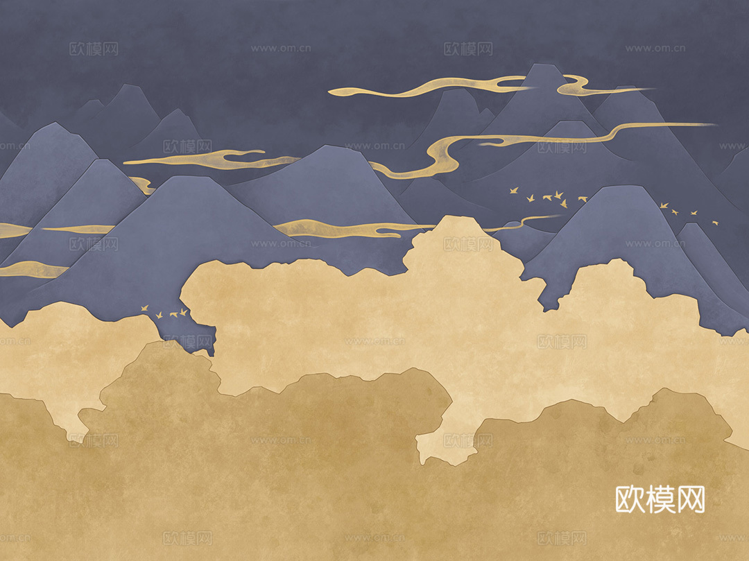 中式新中式抽象壁纸壁画下载