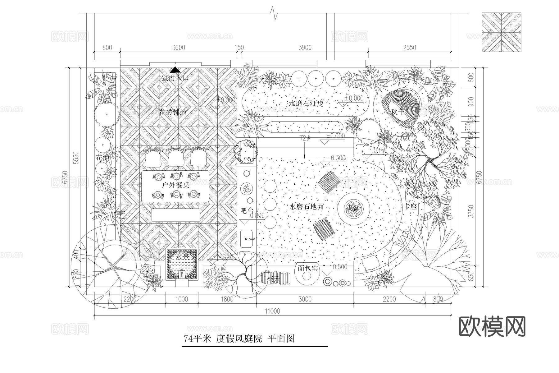 法式庭院 花园 民宿庭院 别墅庭院 露台 地中海庭院cad施工图