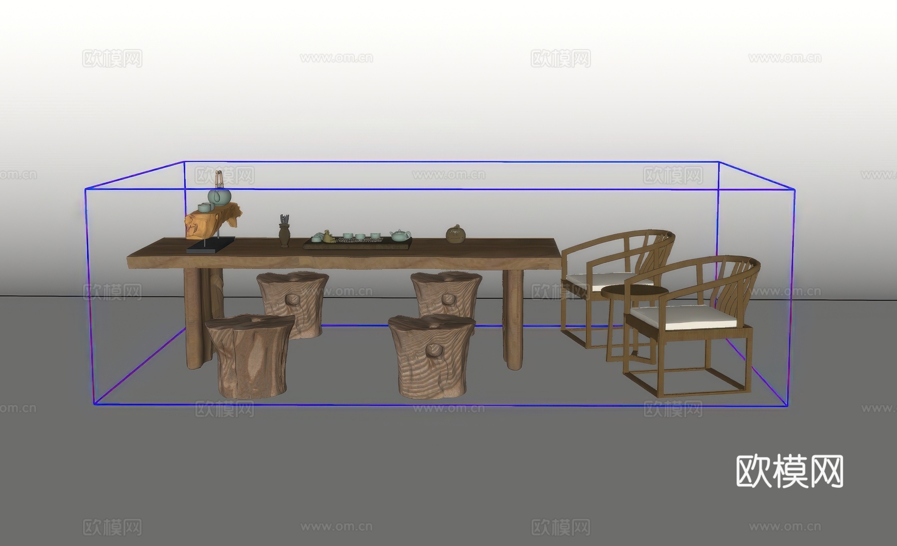 茶桌椅su模型