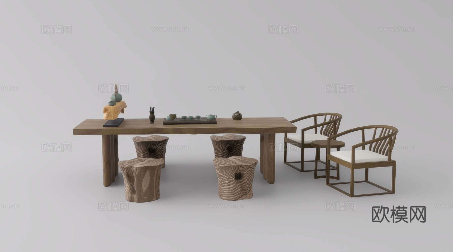 茶桌椅su模型