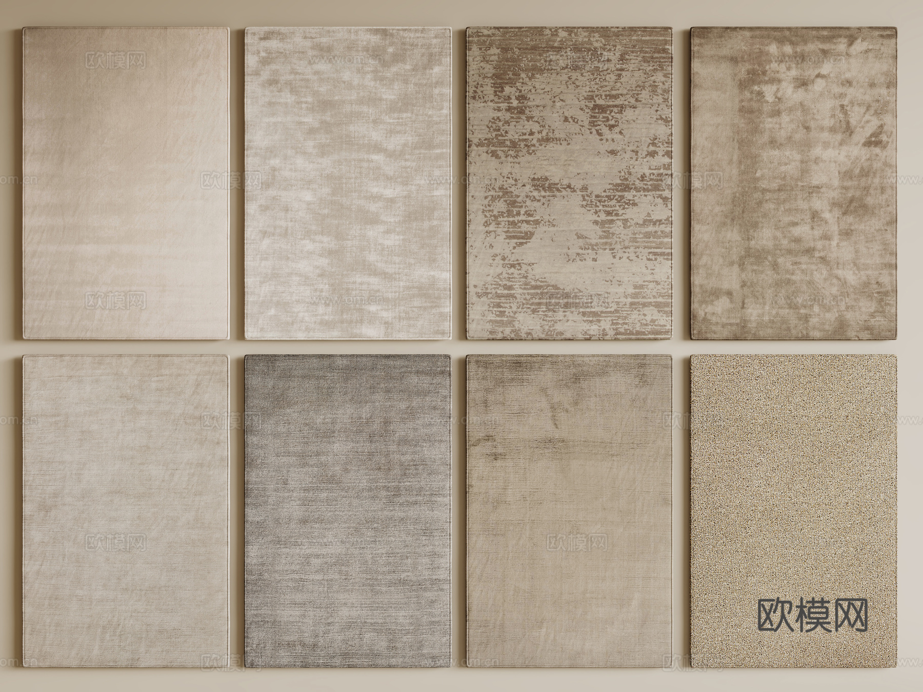 现代简约地毯 方形地毯 布艺地毯 客厅地毯 艺术地毯su模型