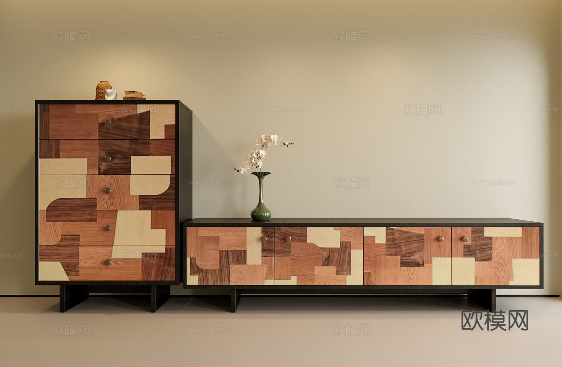 宋式电视柜 装饰柜 玄关柜 边柜su模型
