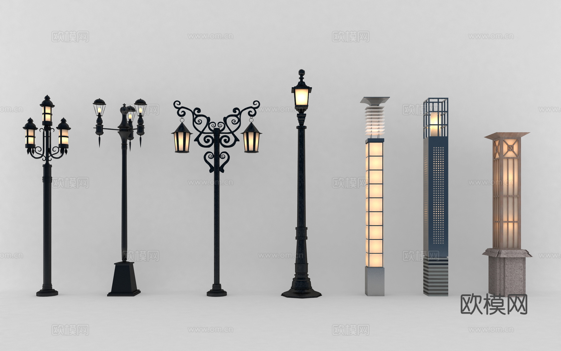 简欧路灯 景观灯 庭院灯 欧式路灯3d模型下载