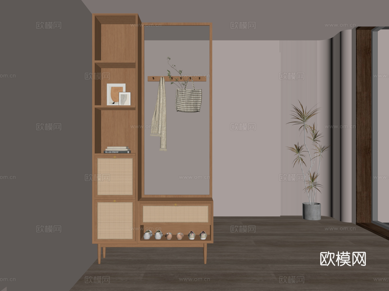 侘寂风鞋柜 入户鞋柜su模型