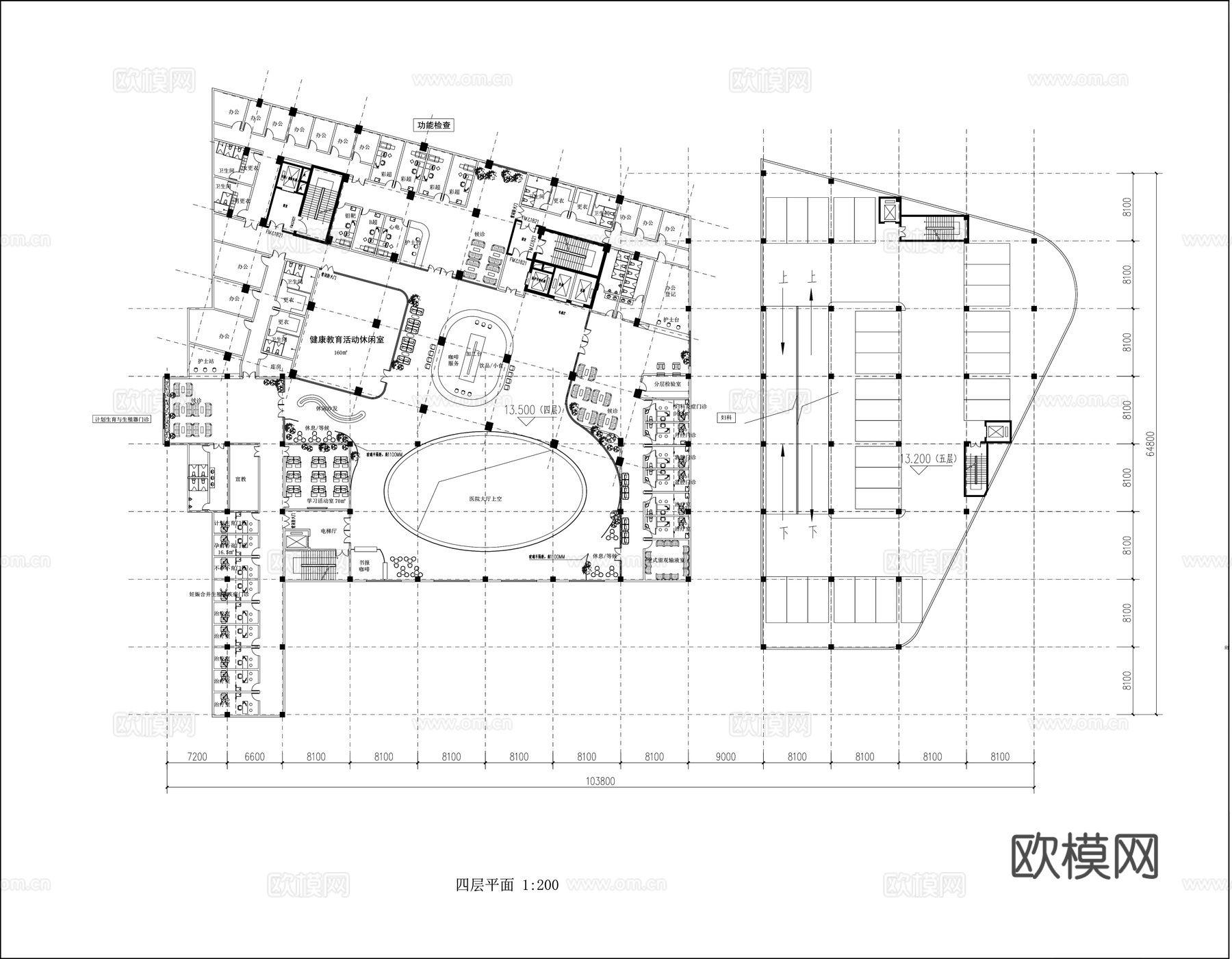 6套月子中心施工图cad施工图