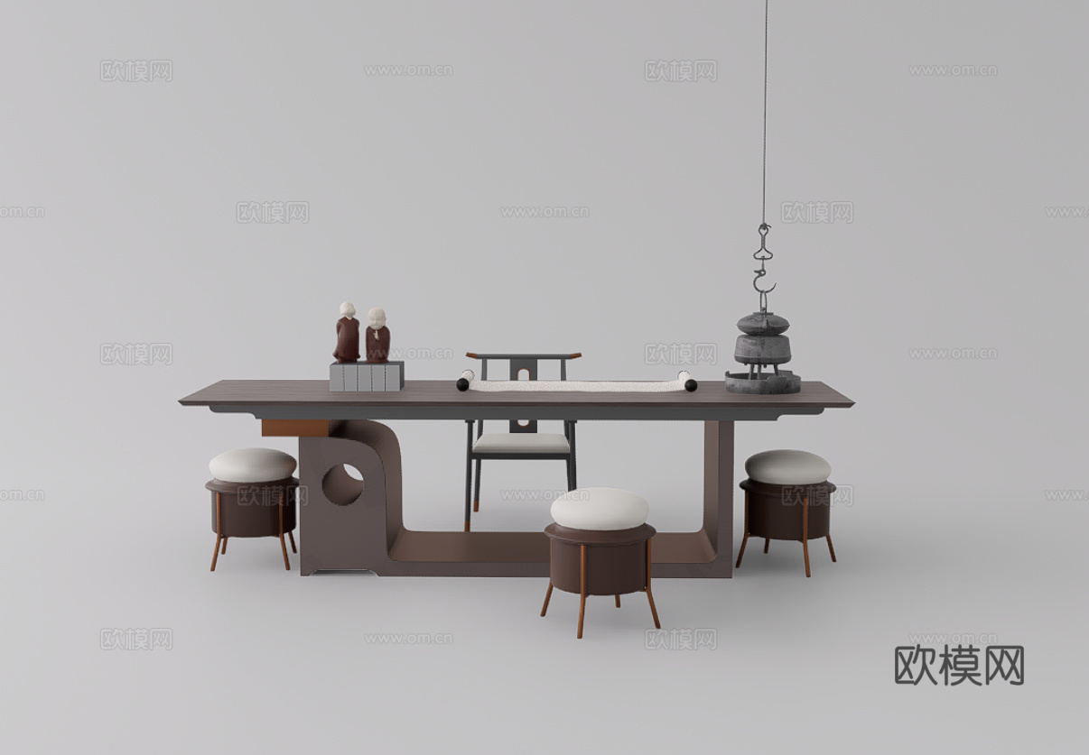 茶桌椅su模型