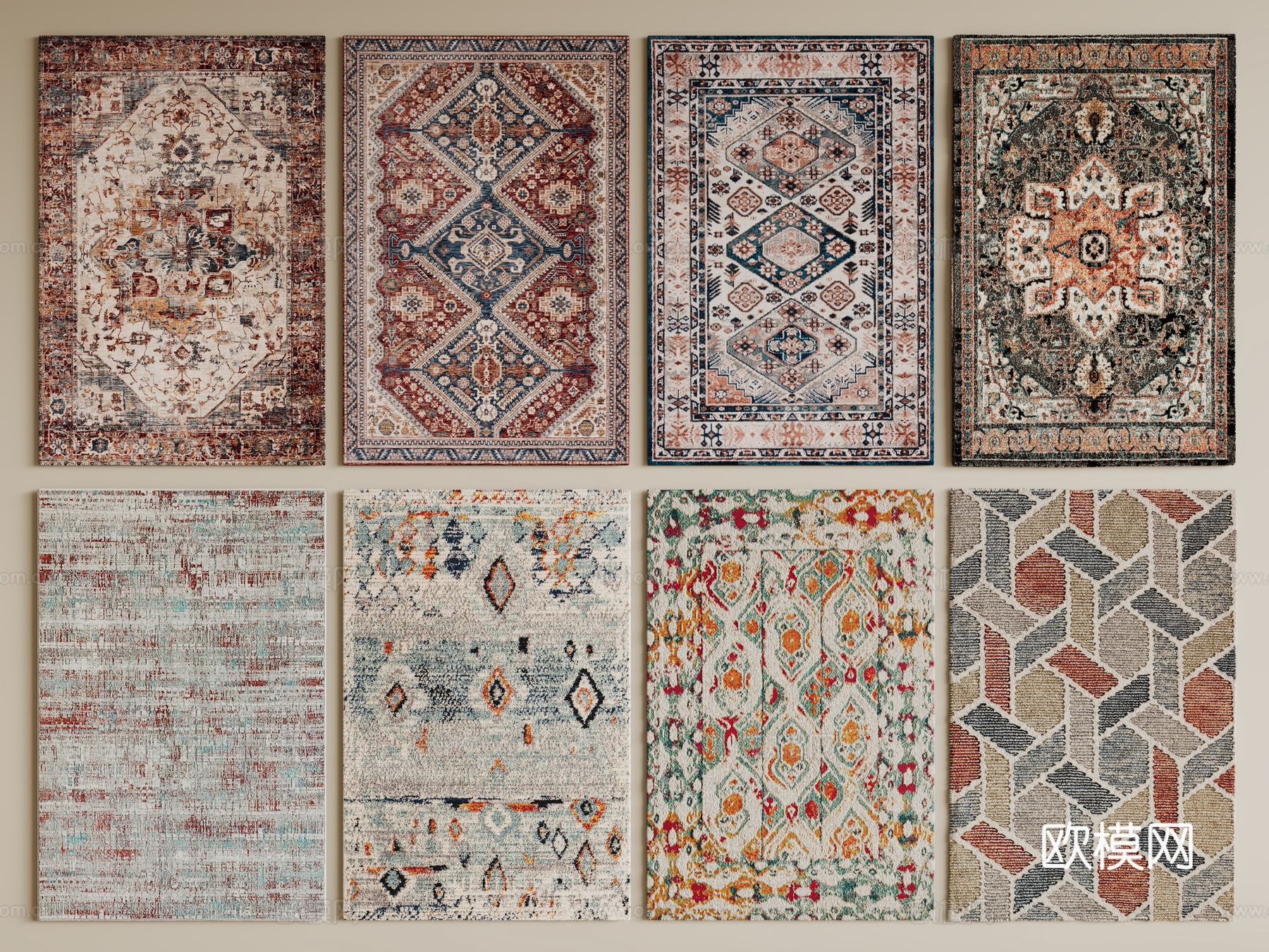 意式简约地毯 方形地毯 布艺地毯 客厅地毯 艺术地毯su模型