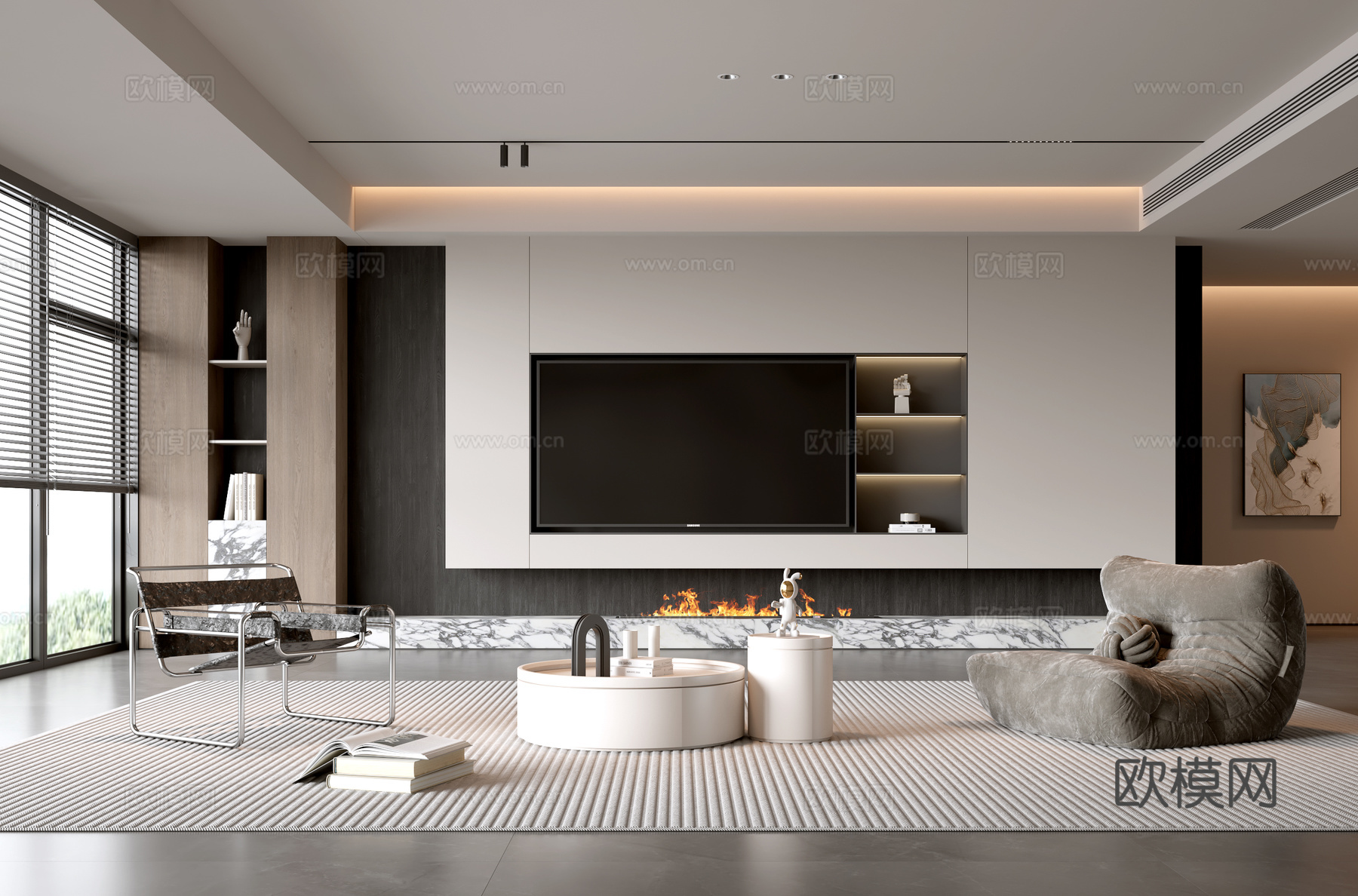 意式客厅 现代客厅 沙发背景墙 装饰柜 客厅背景 组合沙发su模型