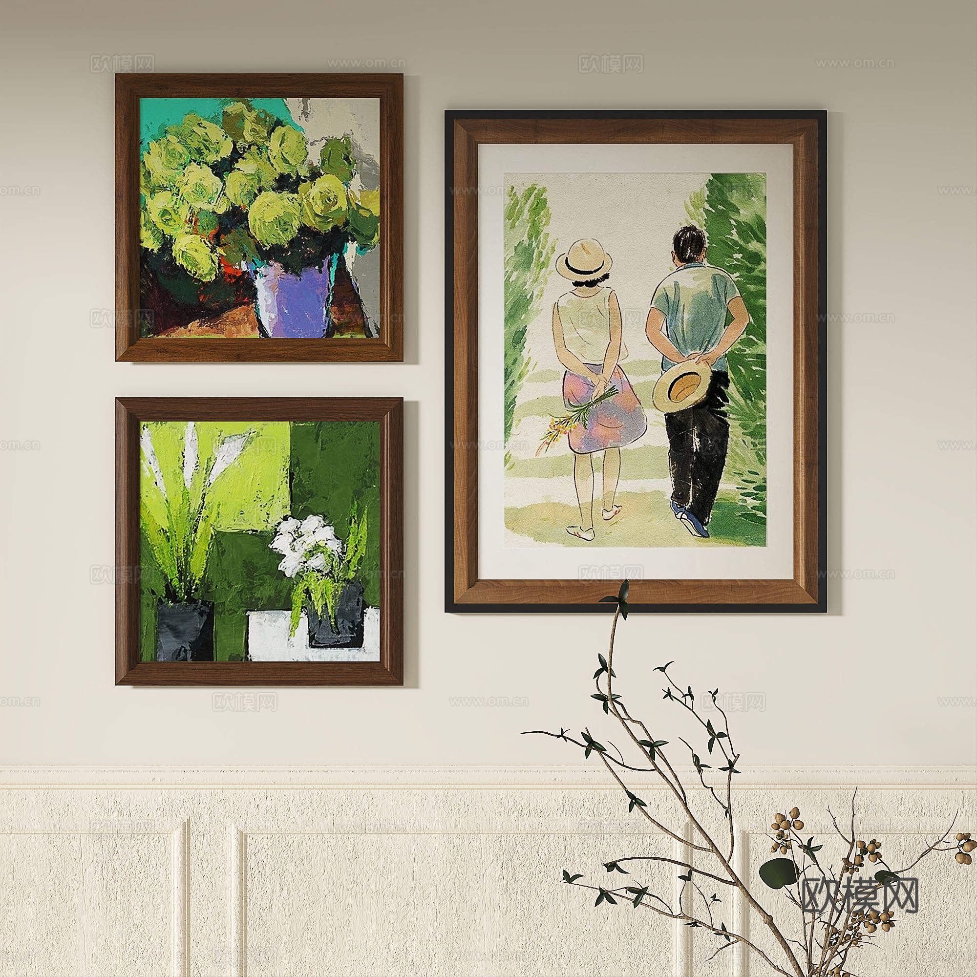 复古，抽象，中古，简欧，法式，简约，油画，装饰画3d模型下载