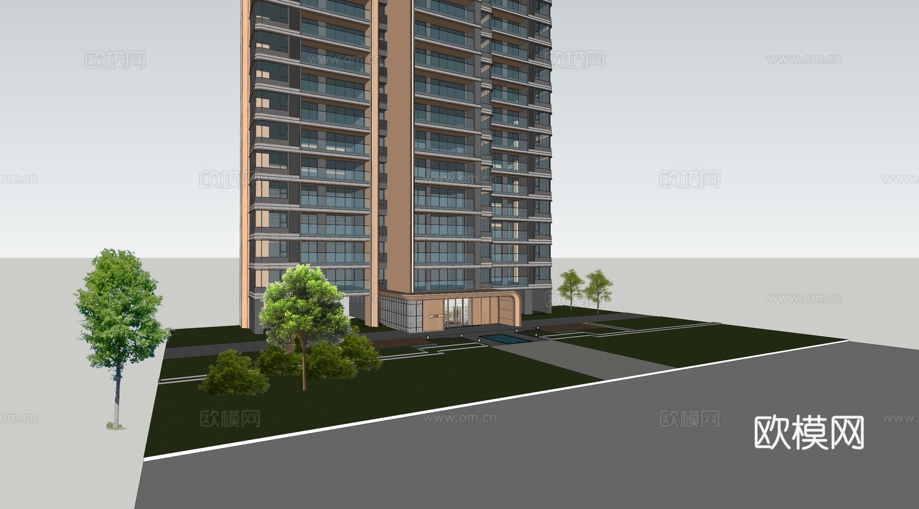 小区单元门入口 住宅楼大门入口 小区入户门 单元门 公司一楼su模型