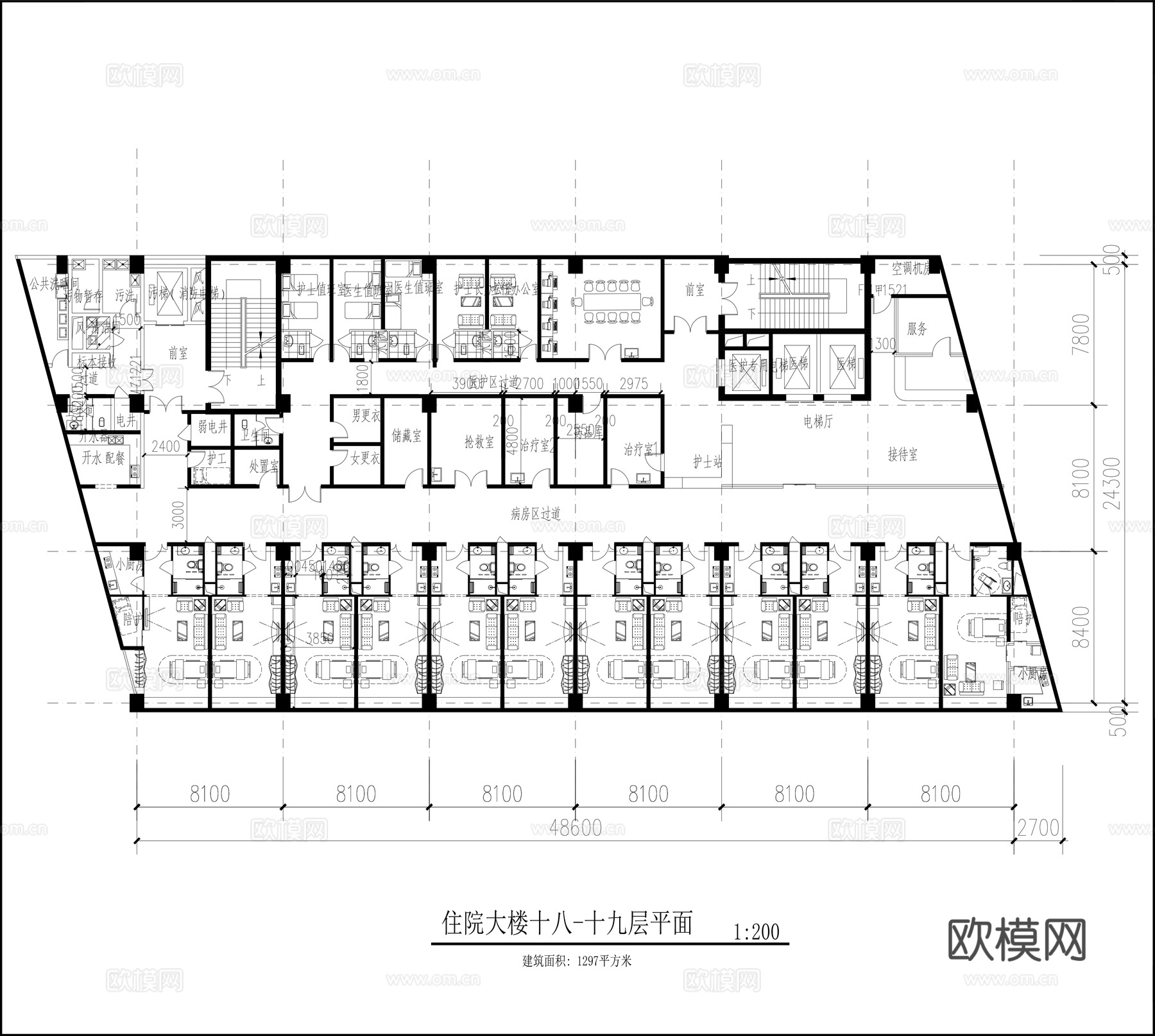 6套月子中心施工图cad施工图