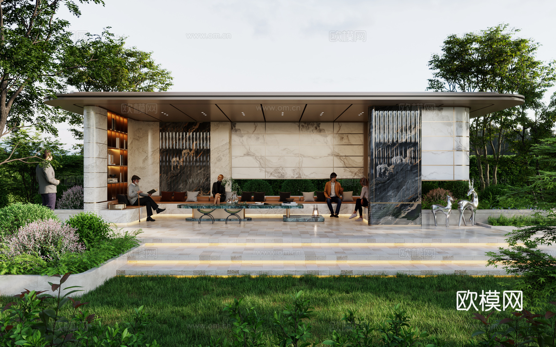 现代轻奢廊架3d模型下载