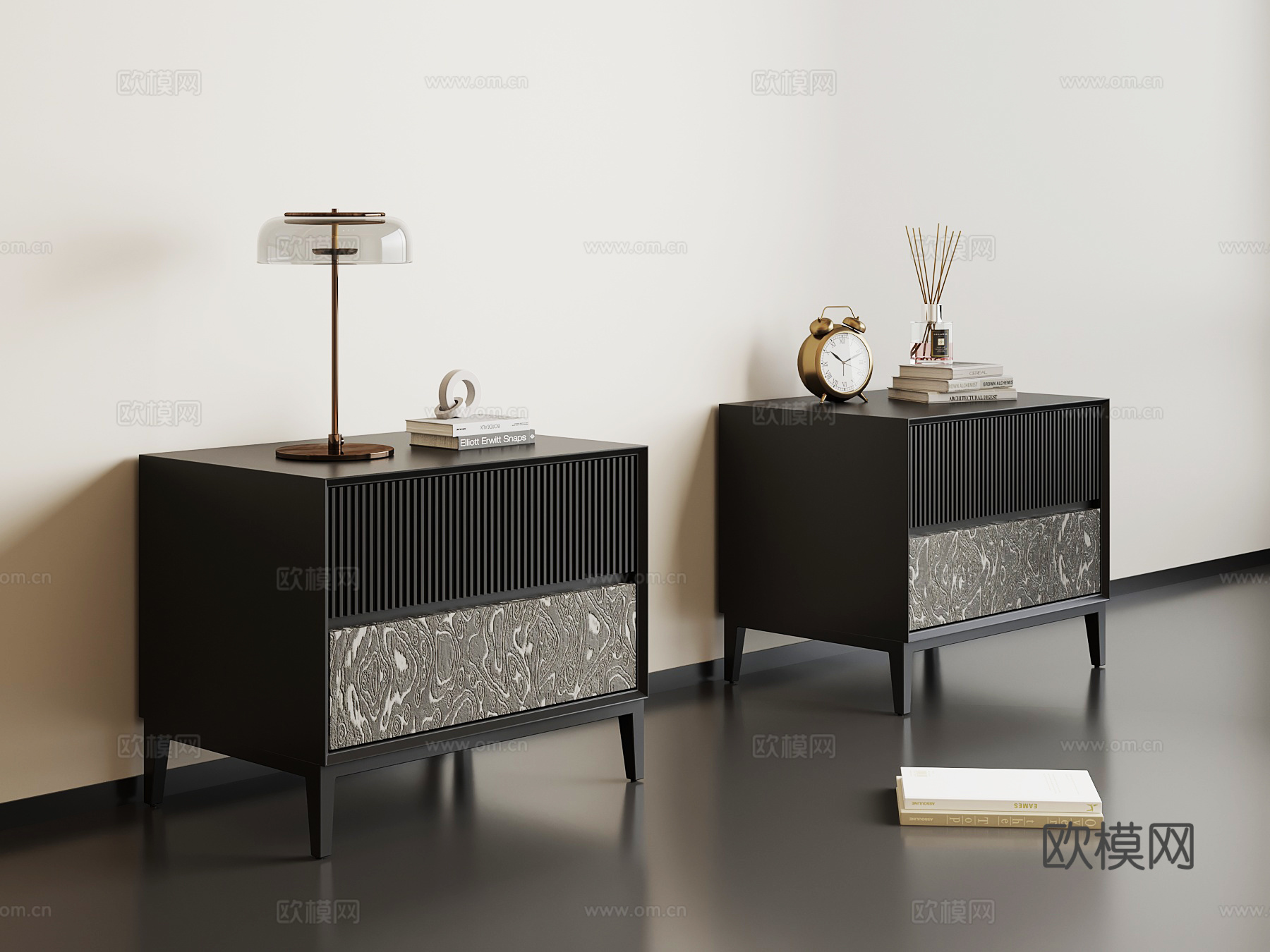 现代意式床头柜su模型
