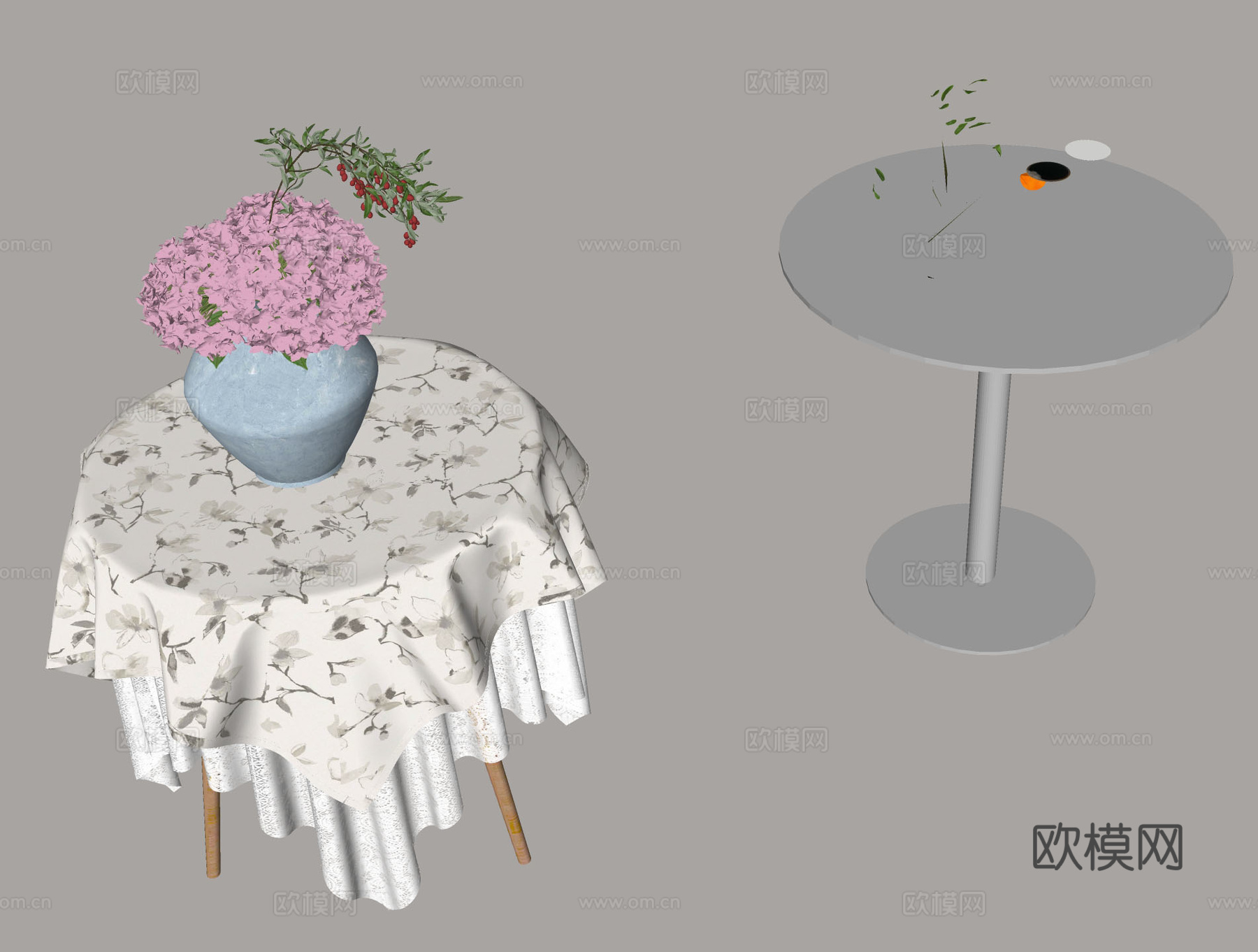 边桌 小圆桌 家居装饰 软装搭配 花艺装饰 简约家具su模型