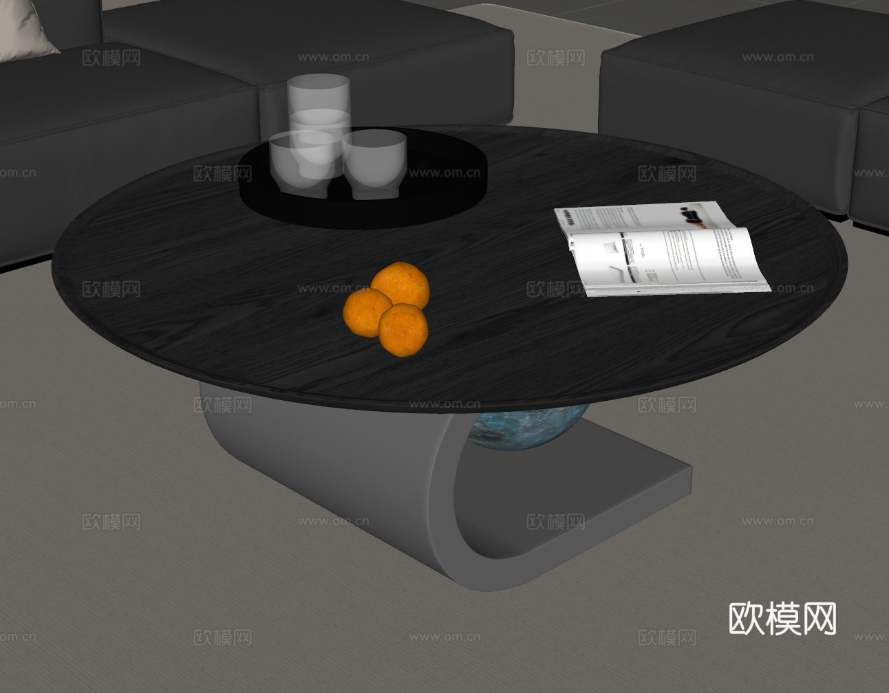 现代意式茶几 金属茶几su模型
