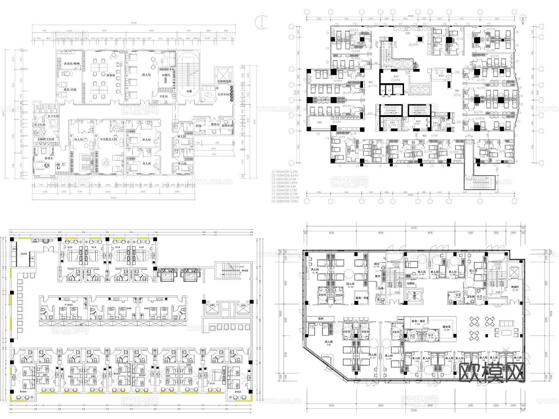 20套养老院平面图cad施工图