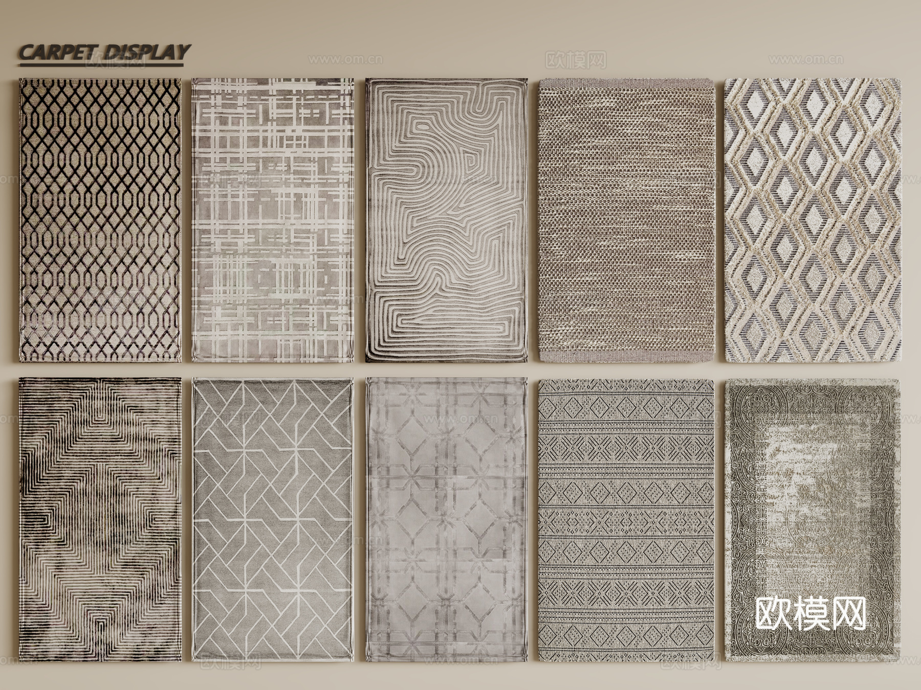 现代简约地毯 方形地毯 布艺地毯 客厅地毯 艺术地毯su模型