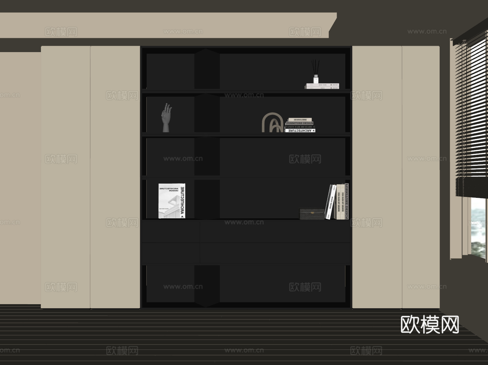 现代书柜su模型