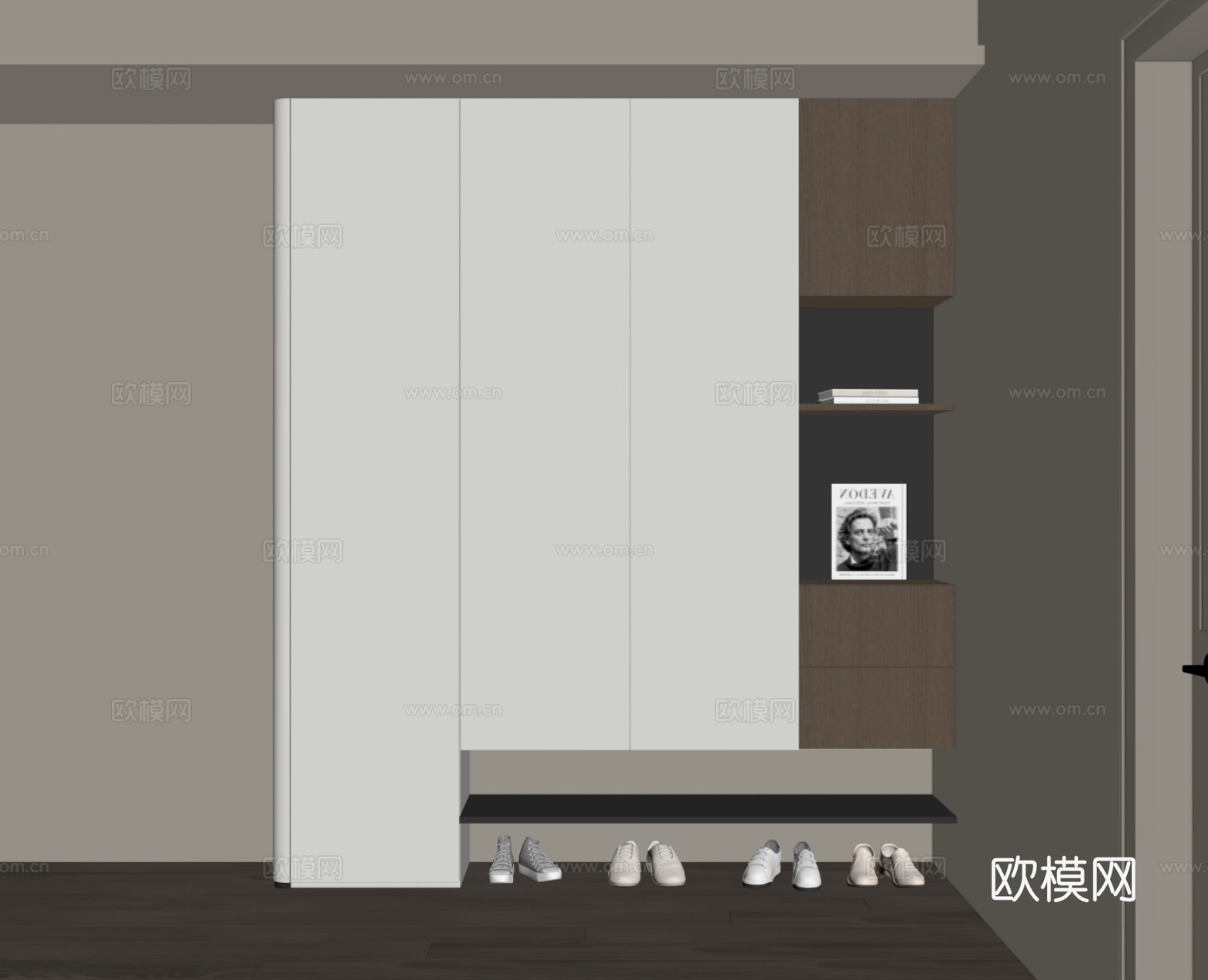 现代意式鞋柜 入户鞋柜su模型