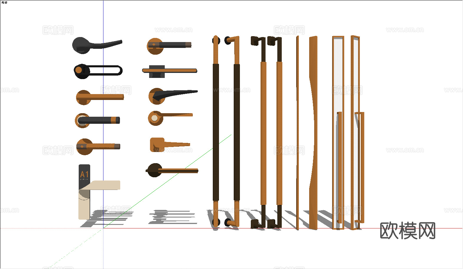 构建五金门锁把手组合su模型