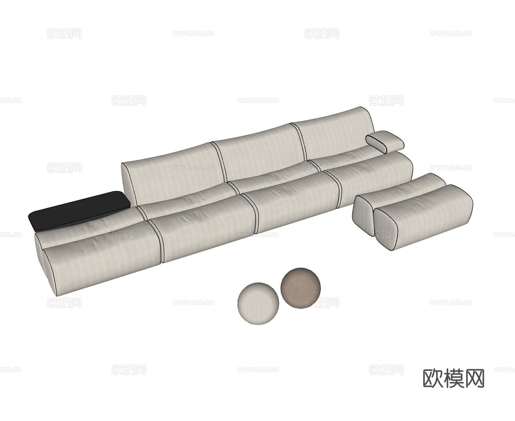 POLIFORM 现代多人沙发 模块沙发 竹节沙发su模型